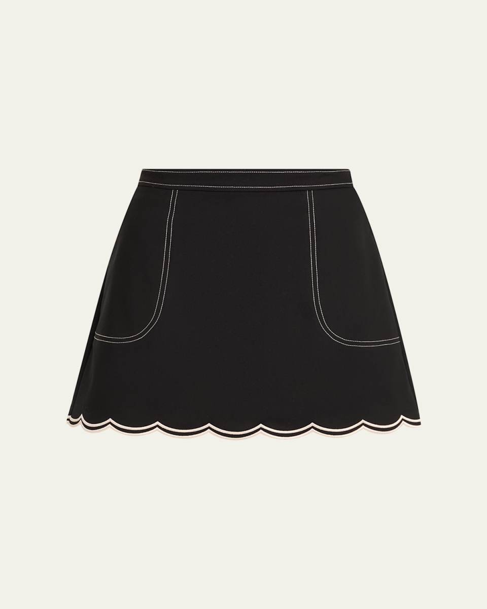 Cheryl Scallop-Hem Mini Skirt